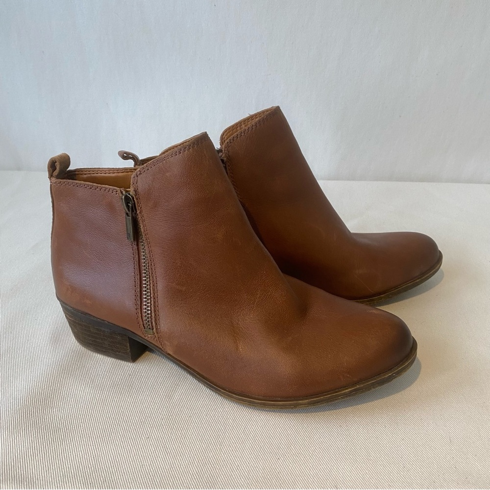 Lucky Brand Basel Out Zip Shooties Size 10 booties brown distressed